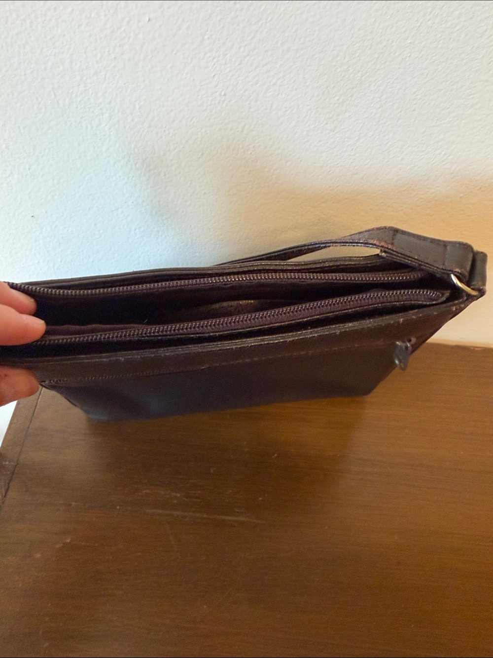 Leather Crossbody Bag - Dark Brown - Picture 5 of 9
